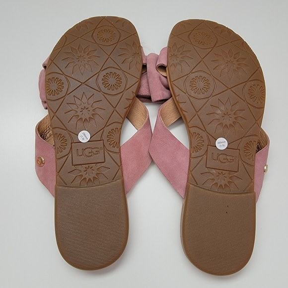 UGG Australia FONDA Seashell Pink SUEDE BOW SANDAL - Picture 6 of 8